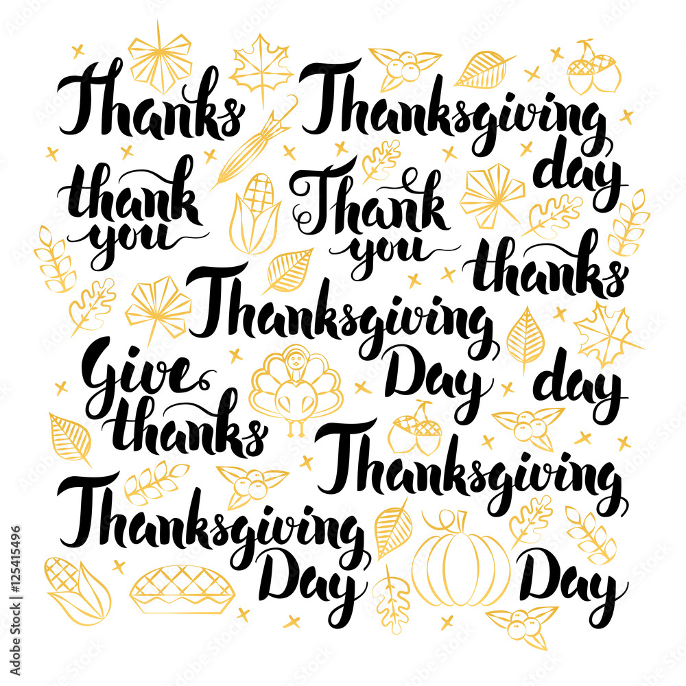 Thanksgiving Day Lettering Design Set Thanksgiving Day Lettering Design Set