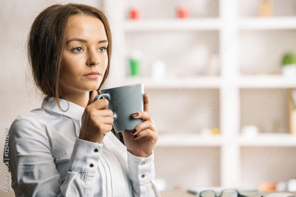 Woman with coffee cup Woman with coffee cup