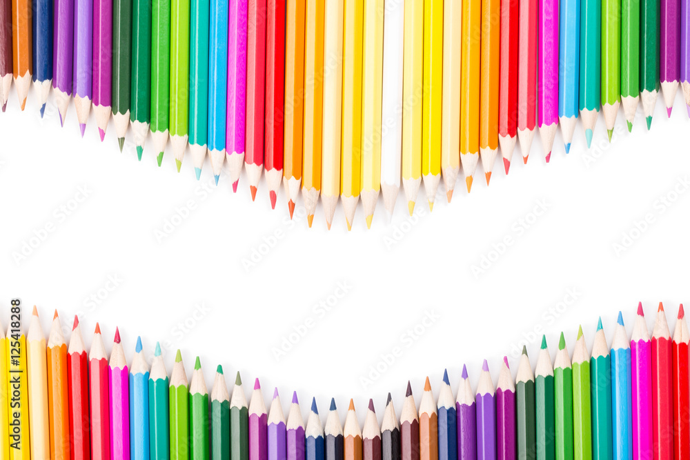 Obraz premium Color pencils rainbow vawe arrangement
