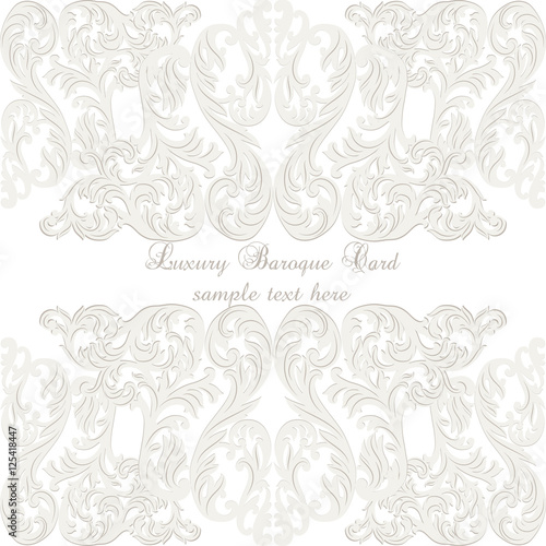 Vintage Baroque ornament card. Vector damask decor. Royal Victorian poster for greetings, events, celebration, anniversary