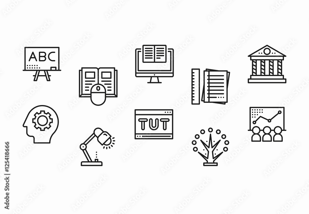30 Black and White Education Icons Stock Template | Adobe Stock