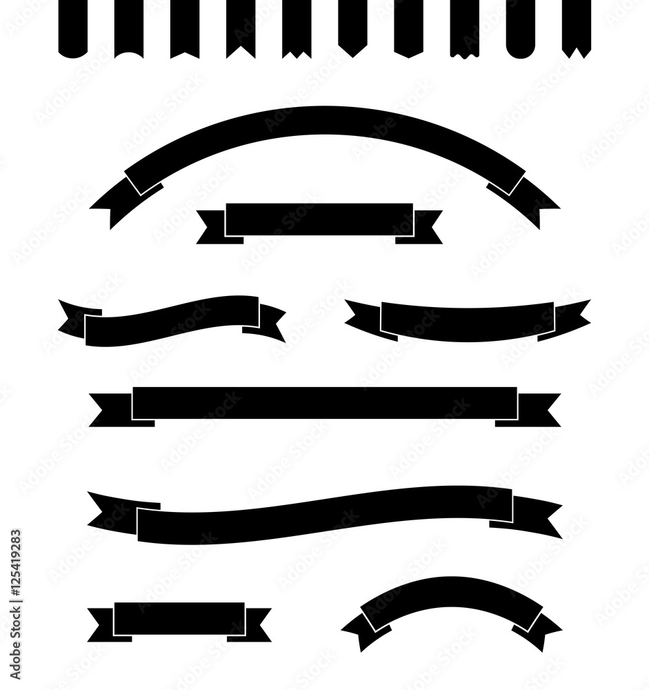 Set of simple monochrome banners. Vector illustration.