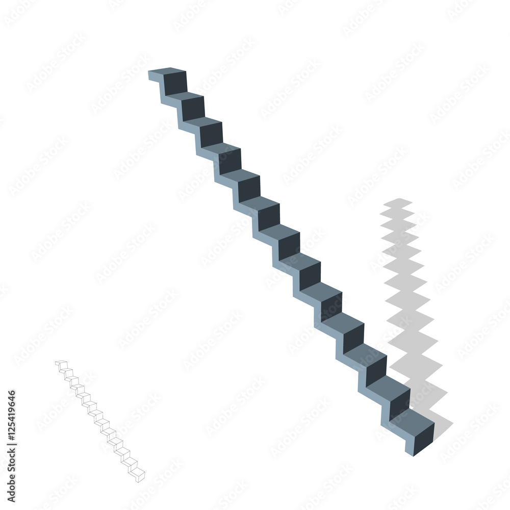 Stairway. Isolated on white. 3d Vector illustration.