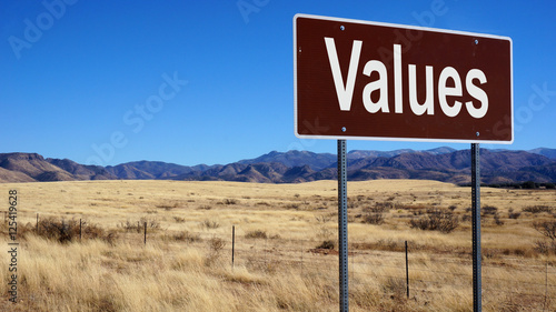 Values brown road sign