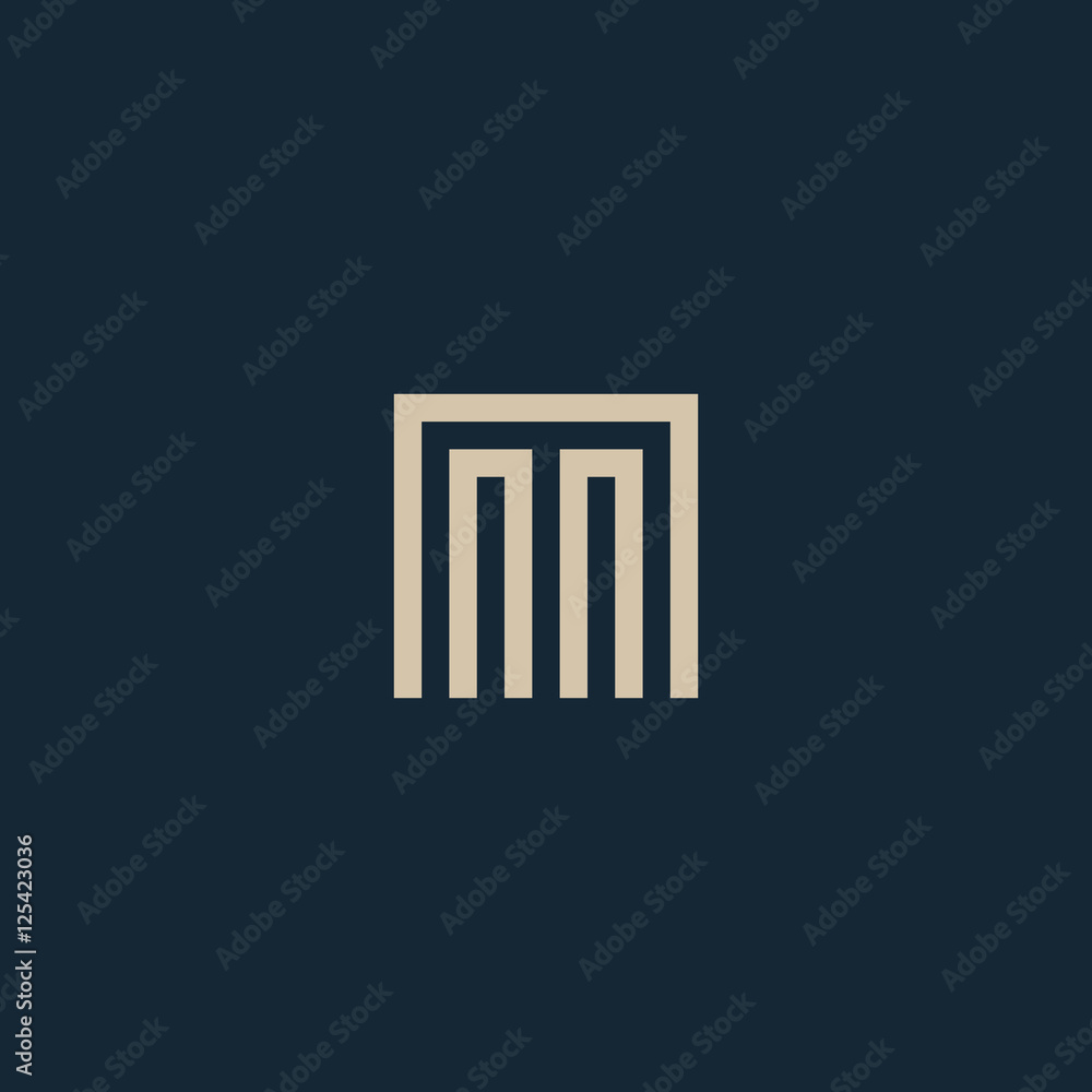 Unusual geometric letter M. Architecture vector logo. Isolated monogram.