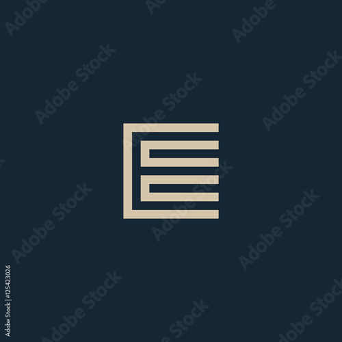 Unusual geometric letter E. Architecture vector logo. Isolated monogram.