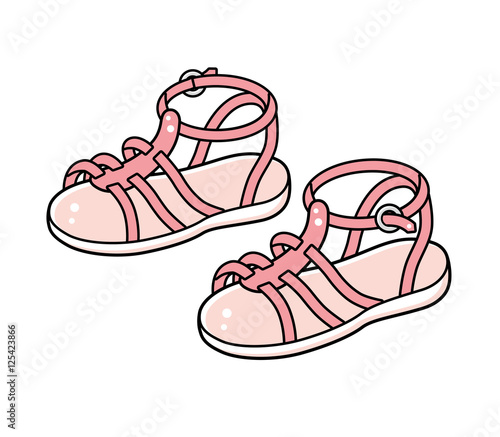 Pink sandals icon isolated.