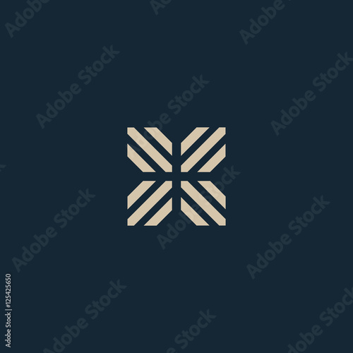 Unusual geometric letter X. Architecture vector logo. Isolated monogram.