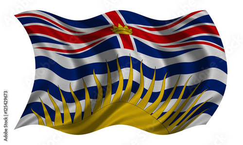 Flag of British Columbia waving, fabric texture