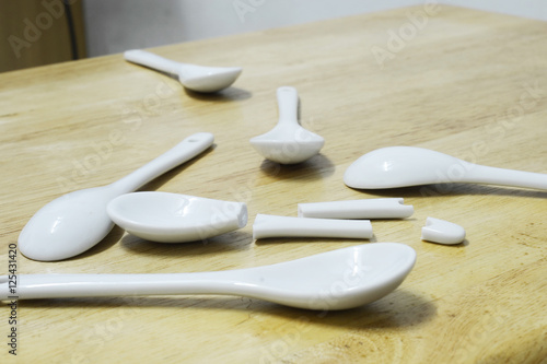 ceramic spoon on table, set spoon