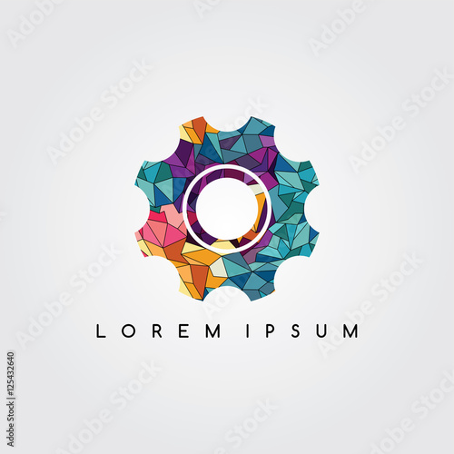 service cog setting sign logotype logo abstract colorful geometrical