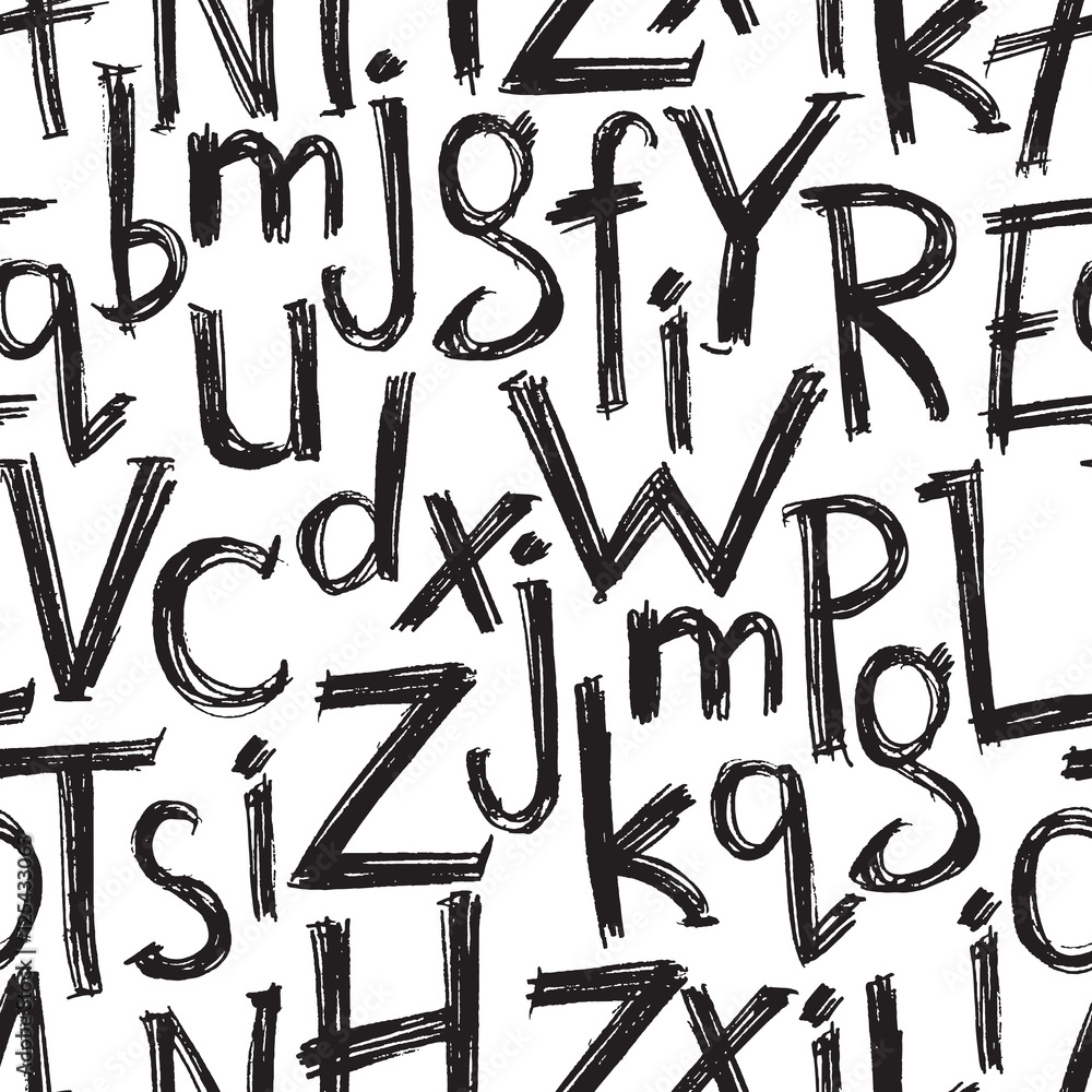 Vector hand drawn seamless pattern with letters Vector hand drawn seamless pattern with letters