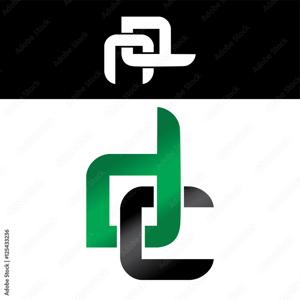initial letter linked overlapped uppercase logo green black initial letter linked overlapped uppercase logo green black