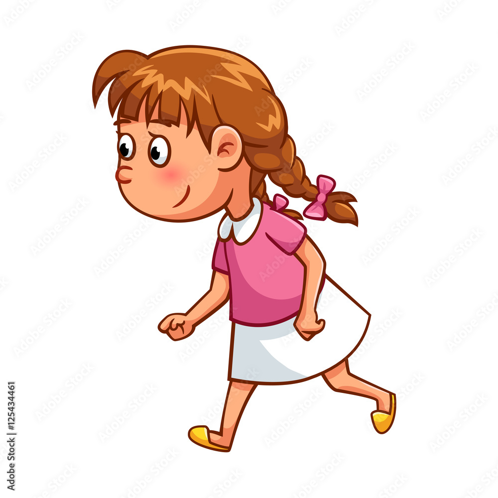 Girl running cartoon style