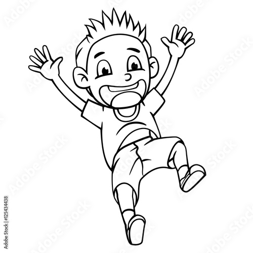 Boy jumping cartoon style Stock Vector | Adobe Stock