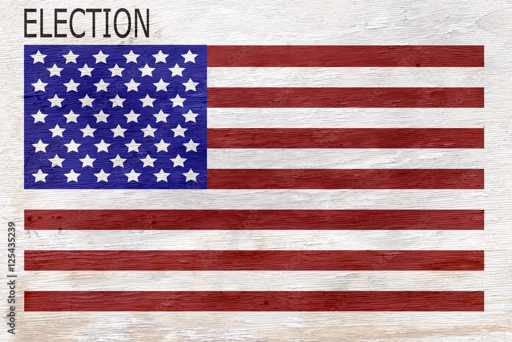 Fototapeta premium American flag with election message on wood grain texture