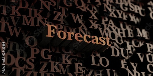 Forecast - Wooden 3D rendered letters/message. Can be used for an online banner ad or a print postcard.