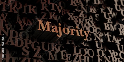 Majority - Wooden 3D rendered letters/message. Can be used for an online banner ad or a print postcard.