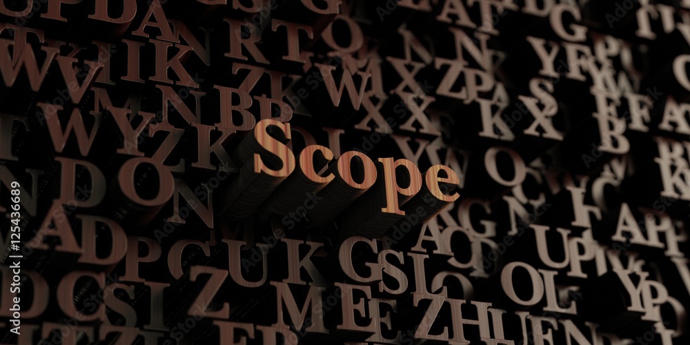 Scope - Wooden 3D rendered letters/message. Can be used for an online banner ad or a print postcard. Scope - Wooden 3D rendered letters/message. Can be used for an online banner ad or a print postcard.