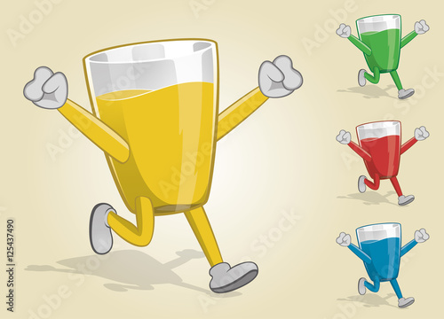 Running Glass With Two Hands Up