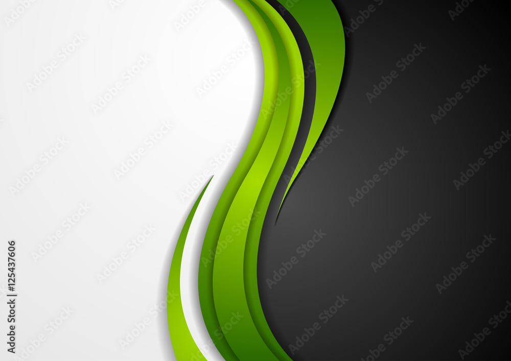 Abstract green black grey wavy background Stock Vector | Adobe Stock