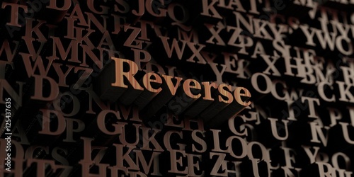 Reverse - Wooden 3D rendered letters/message. Can be used for an online banner ad or a print postcard.