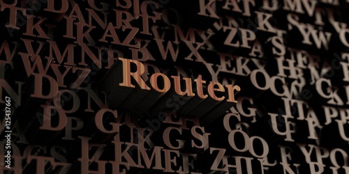 Router - Wooden 3D rendered letters/message. Can be used for an online banner ad or a print postcard.