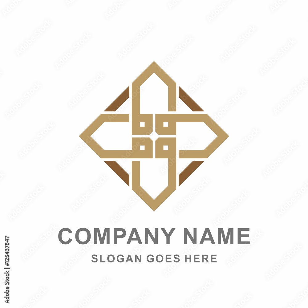 Geometric Square Cross Pattern Morocco Ornament Decoration Business Company Stock Vector Logo Design Template