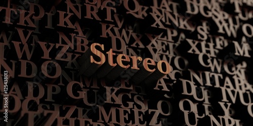 Stereo - Wooden 3D rendered letters/message. Can be used for an online banner ad or a print postcard.