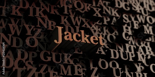 Jacket - Wooden 3D rendered letters/message. Can be used for an online banner ad or a print postcard.