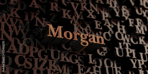 Morgan - Wooden 3D rendered letters/message. Can be used for an online banner ad or a print postcard.