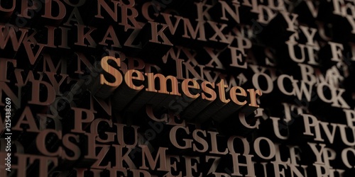 Semester - Wooden 3D rendered letters/message. Can be used for an online banner ad or a print postcard.