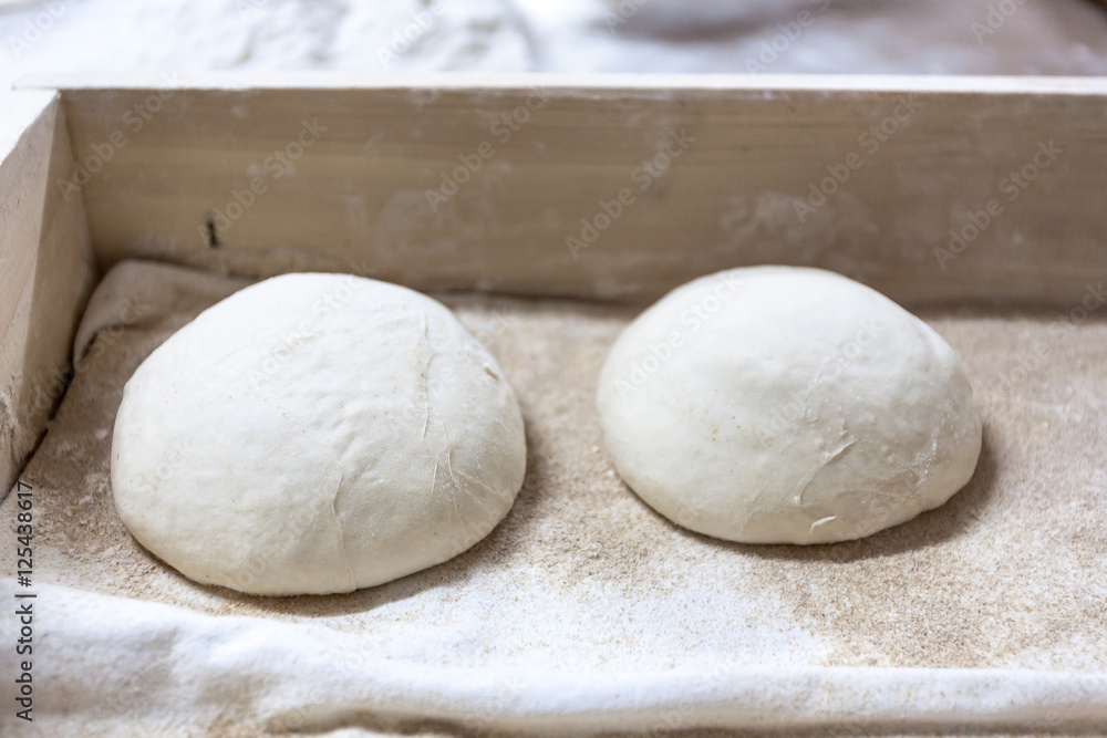 Bread dough in bakery