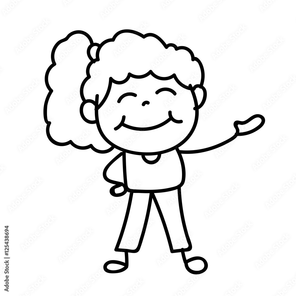 Hand drawing happy people, girl, vector illustration Hand drawing happy people, girl, vector illustration
