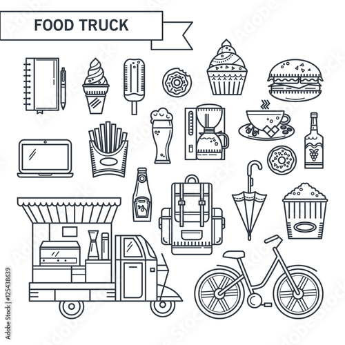 Outlined icons street food