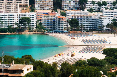 Aerial view of Santa Ponsa beach and hotels, Mallorca photo