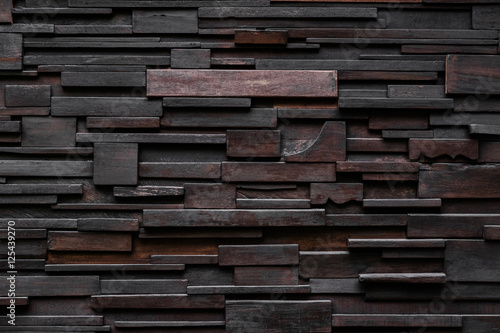 Layers of Dark Wood plank wall, hardwood wall pattern texture background
