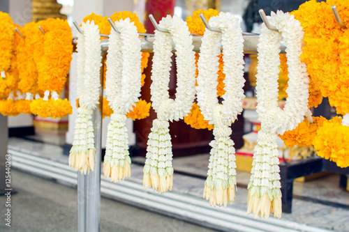 White flower garland for worship Buddha