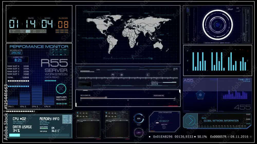 Futuristic command center interface. HUD panel. Cockpit HUD concept. Heads Up design Futuristic command center interface. HUD panel. Cockpit HUD concept. Heads Up design