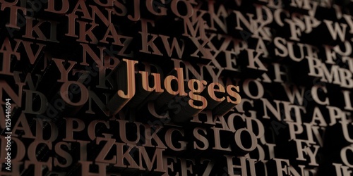 Judges - Wooden 3D rendered letters/message. Can be used for an online banner ad or a print postcard.