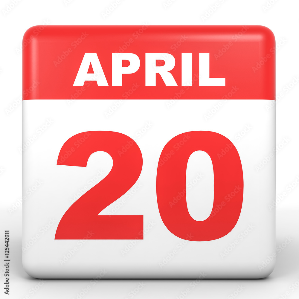 April 20. Calendar on white background. April 20. Calendar on white background.