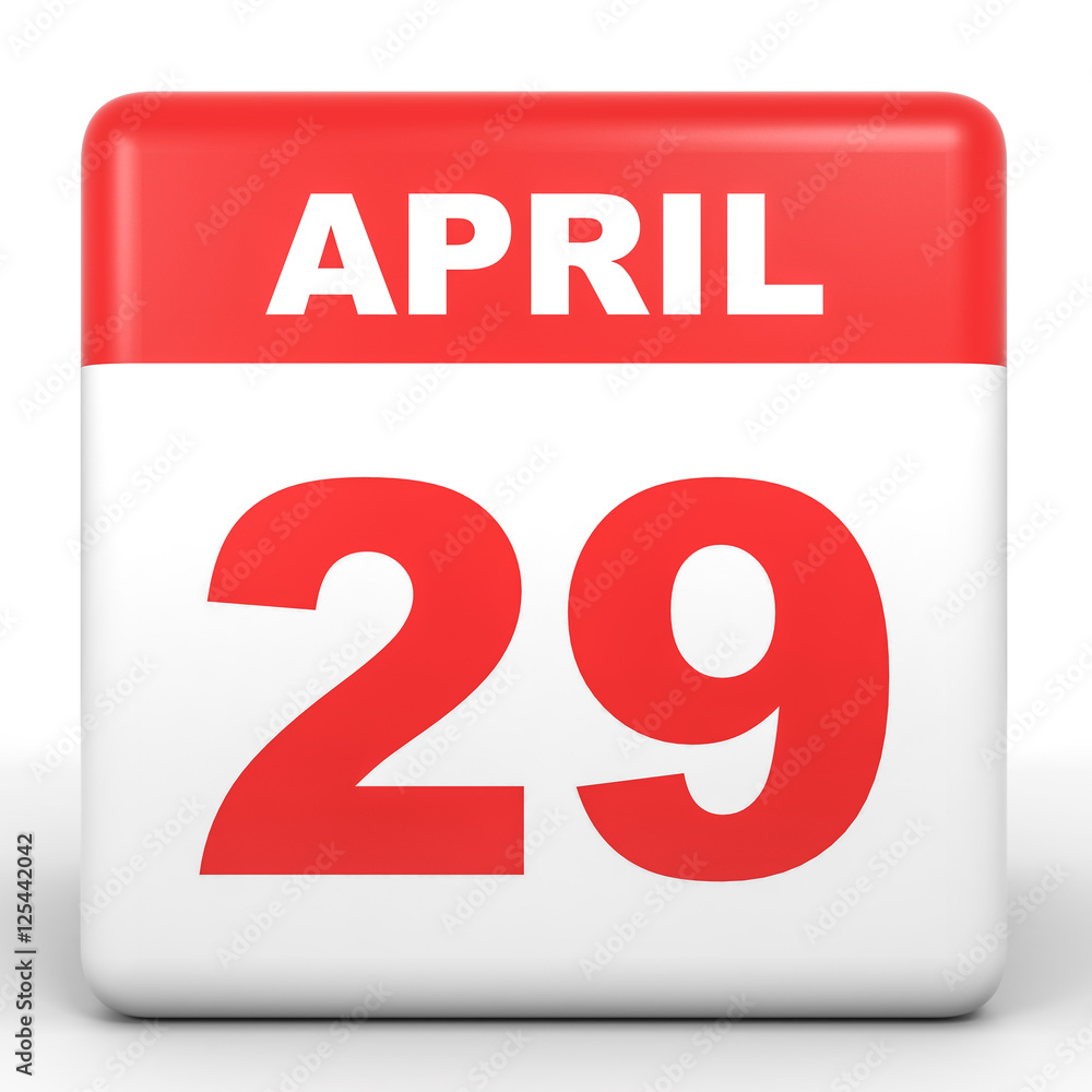 Fototapeta premium April 29. Calendar on white background.