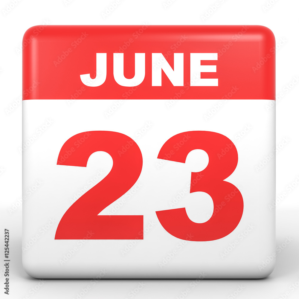 June 23. Calendar on white background. June 23. Calendar on white background.
