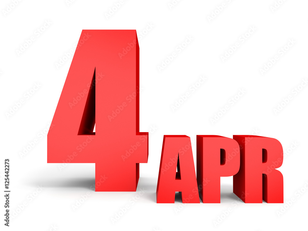 April 4. Text on white background. April 4. Text on white background.