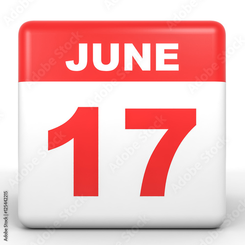 June 17. Calendar on white background.