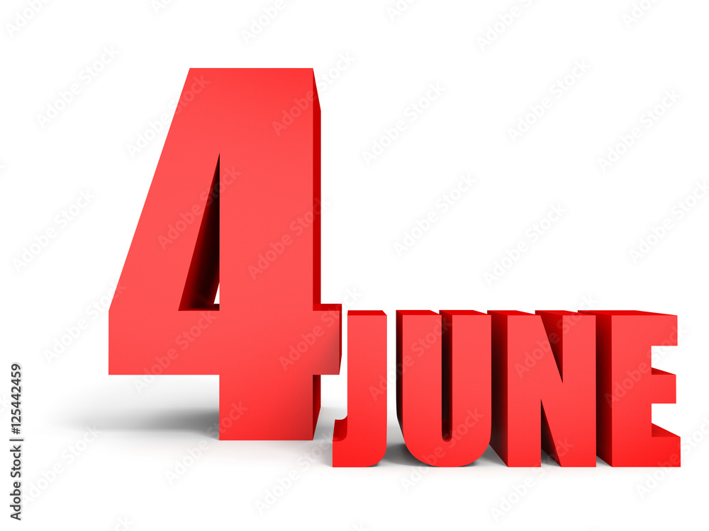 Fototapeta premium June 4. Text on white background.