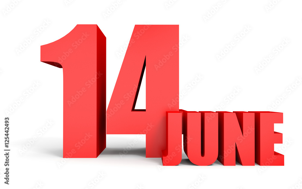 Obraz premium June 14. Text on white background.