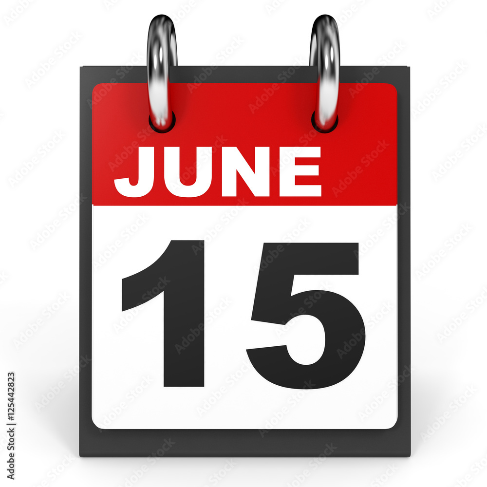 June 15. Calendar on white background. June 15. Calendar on white background.