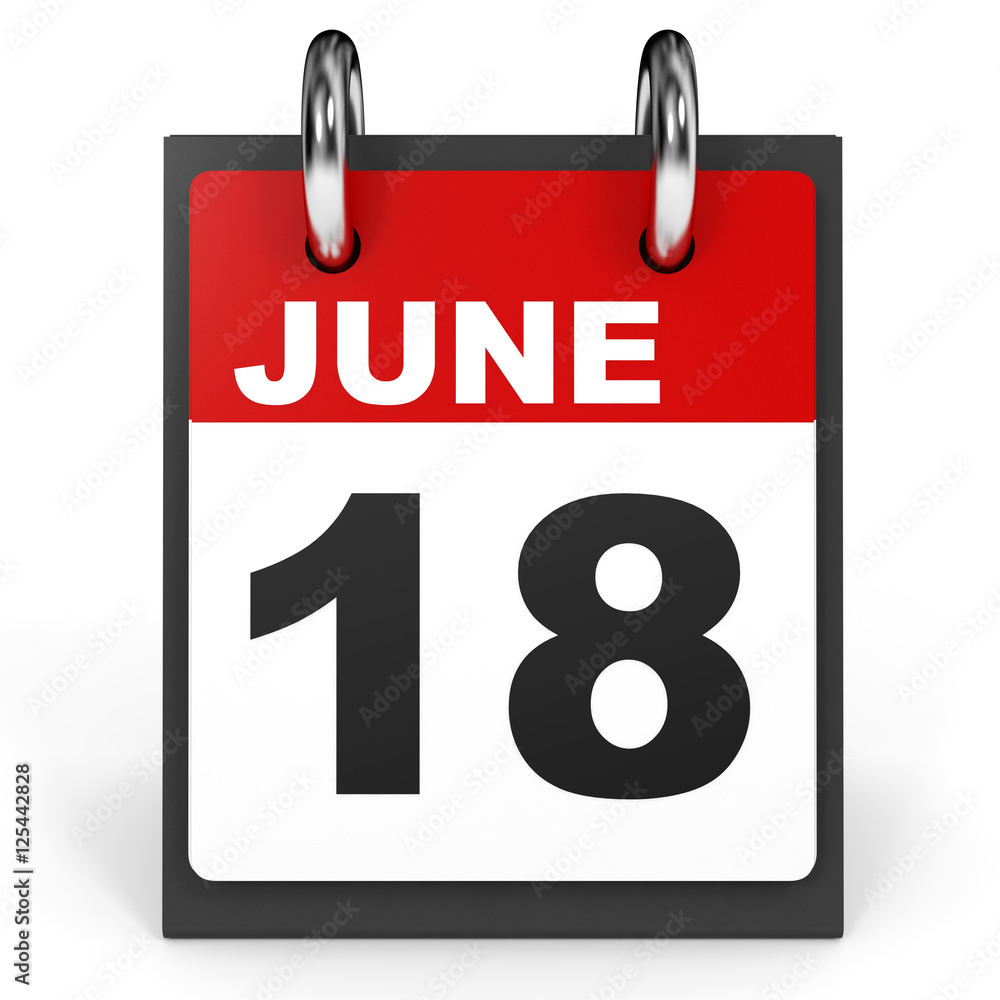 June 18. Calendar on white background. June 18. Calendar on white background.