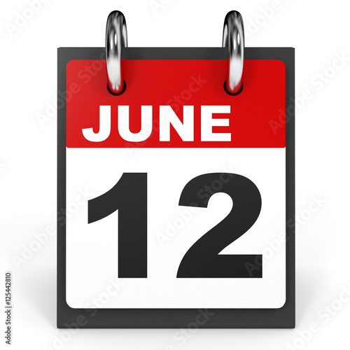 June 12. Calendar on white background.